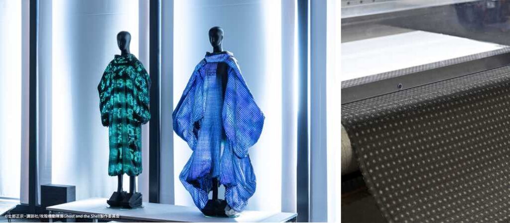 ANREALAGE 森永邦彦氏によってデザインされた 衣装「SCREEN」と、FOREARTHでプリントされた生地